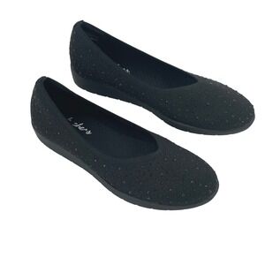Skechers Cleo Flex Wedge Spellbound Black Rhinestone Ballet Flats Womens 8.5
